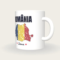 Personalised Romania Map Mug, România, three-quarter view