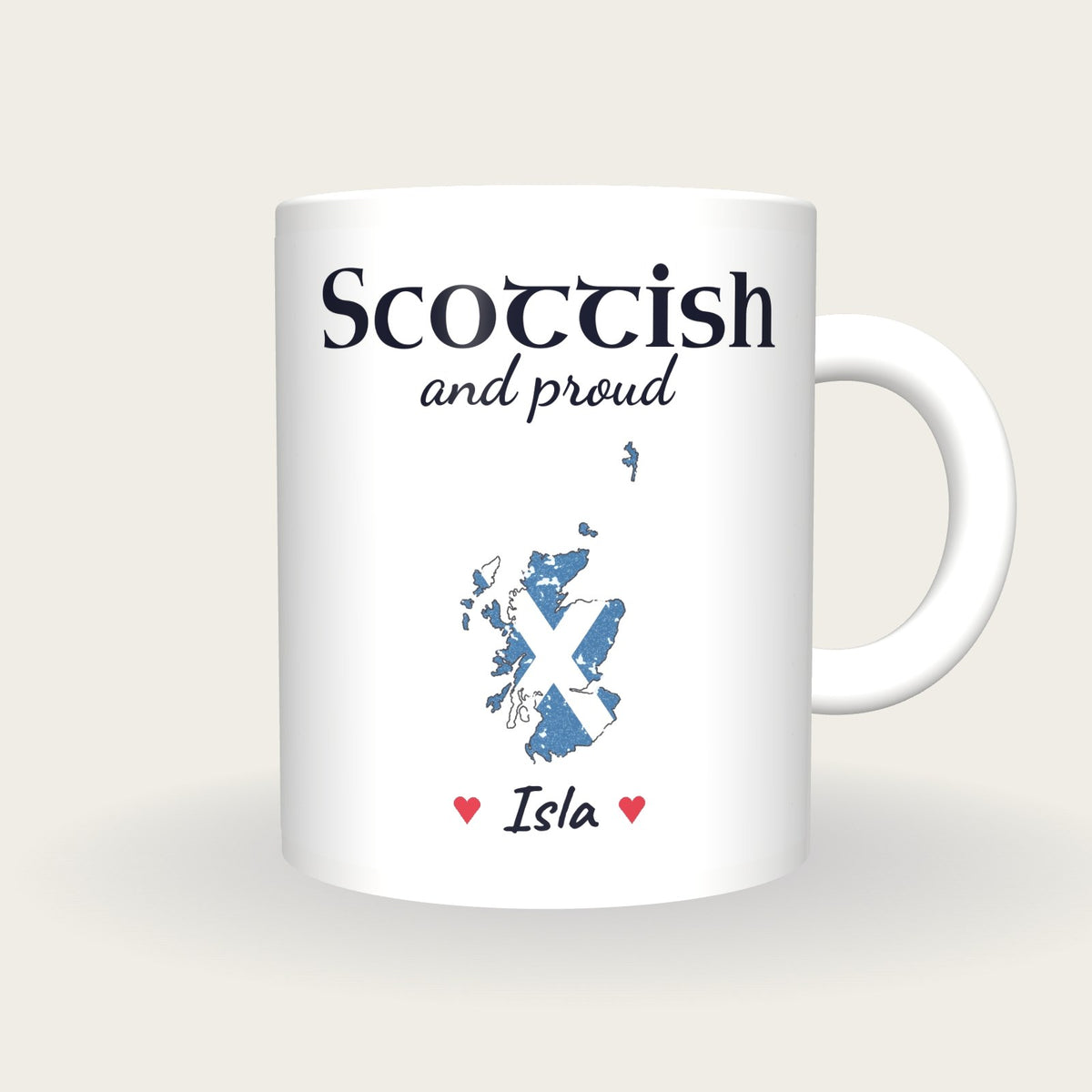 Personalised Scotland Map Mug, Scottish And Proud, front