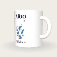 Personalised Scotland Map Mug, Alba, three-quarter view