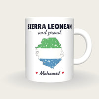 Personalised Sierra Leone Map Mug, Sierra Leonean And Proud, front