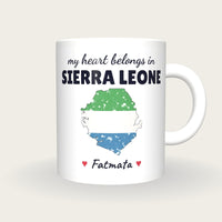 Personalised Sierra Leone Map Mug, My Heart Belongs In Sierra Leone, front