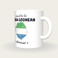 Personalised Sierra Leone Map Mug, Proud To Be Sierra Leonean, three-quarter view