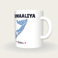 Personalised Somalia Map Mug, Soomaaliya, three-quarter view