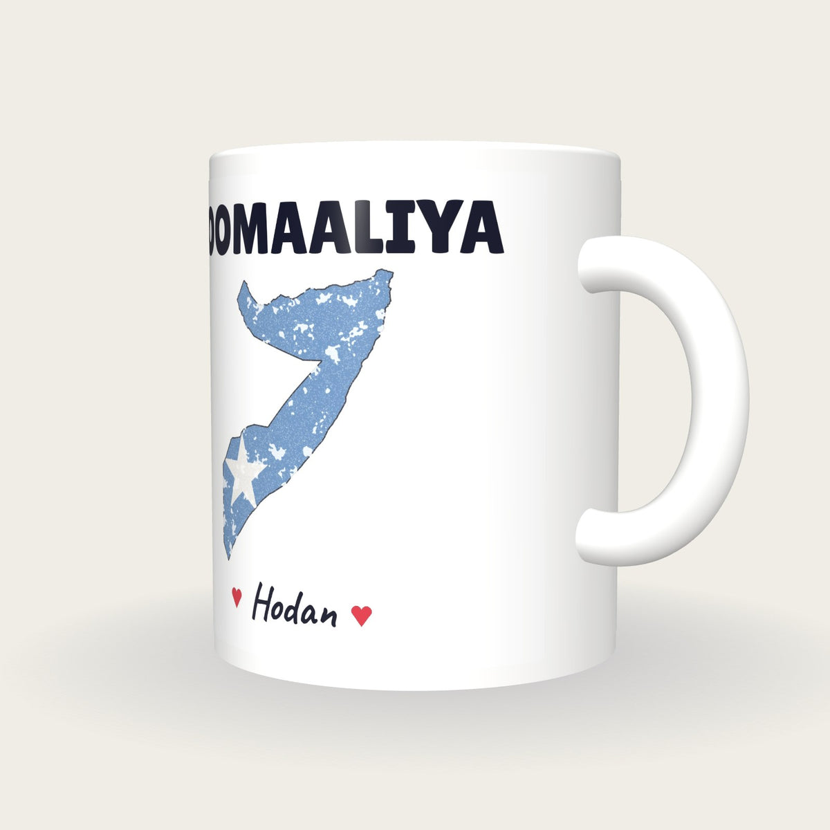 Personalised Somalia Map Mug, Soomaaliya, three-quarter view