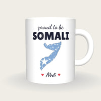 Personalised Somalia Map Mug, Proud To Be Somali, front