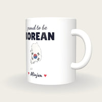 Personalised South Korea Map Mug, Proud To Be Korean, three-quarter view
