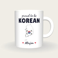 Personalised South Korea Map Mug, Proud To Be Korean, front