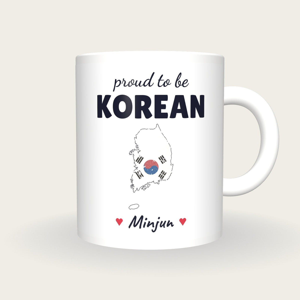 Personalised South Korea Map Mug, Proud To Be Korean, front