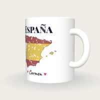 Personalised Spain Map Mug, España, three-quarter view