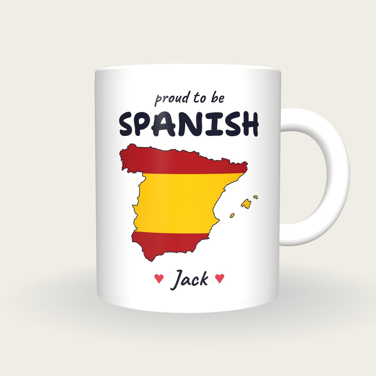 Personalised Spain Map Mug, Proud To Be Spanish, front