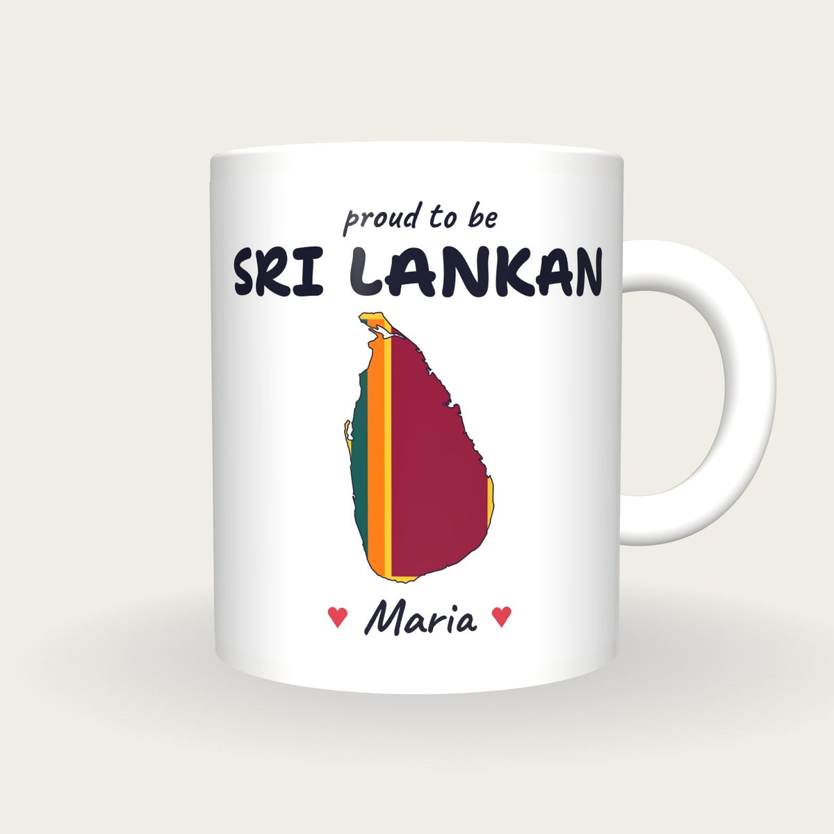 Personalised Sri Lanka Map Mug, Proud To Be Sri Lankan, front