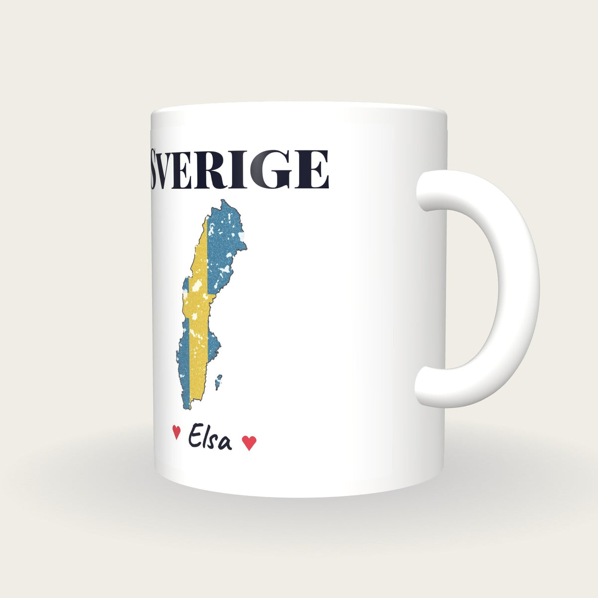 Personalised Sweden Map Mug, Sverige, three-quarter view