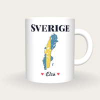 Personalised Sweden Map Mug, Sverige, front
