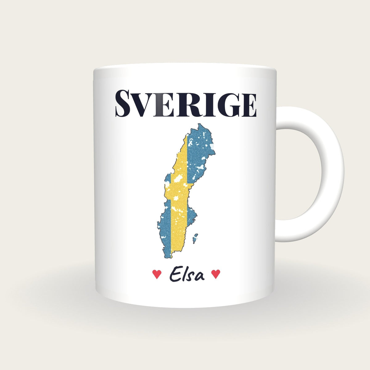 Personalised Sweden Map Mug, Sverige, front