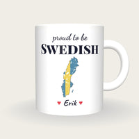 Personalised Sweden Map Mug, Proud To Be Swedish, front