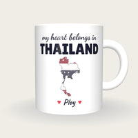 Personalised Thailand Map Mug, My Heart Belongs In Thailand, front