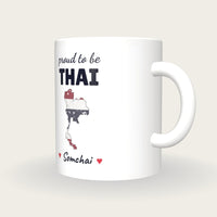Personalised Thailand Map Mug, Proud To Be Thai, three-quarter view
