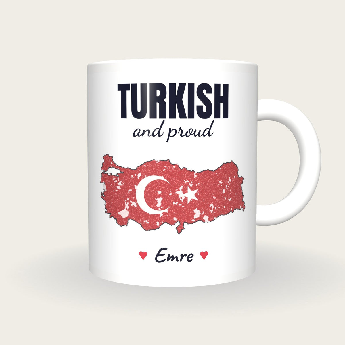 Personalised Turkey Map Mug, Turkish And Proud, front