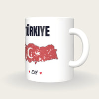 Personalised Turkey Map Mug, Türkiye, three-quarter view