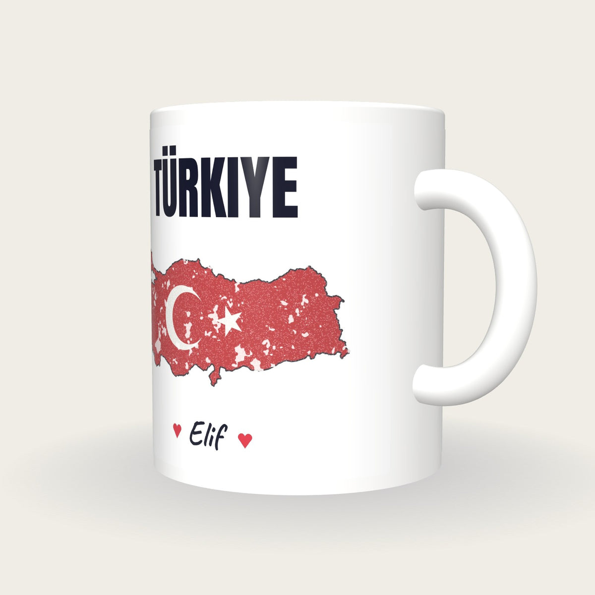 Personalised Turkey Map Mug, Türkiye, three-quarter view