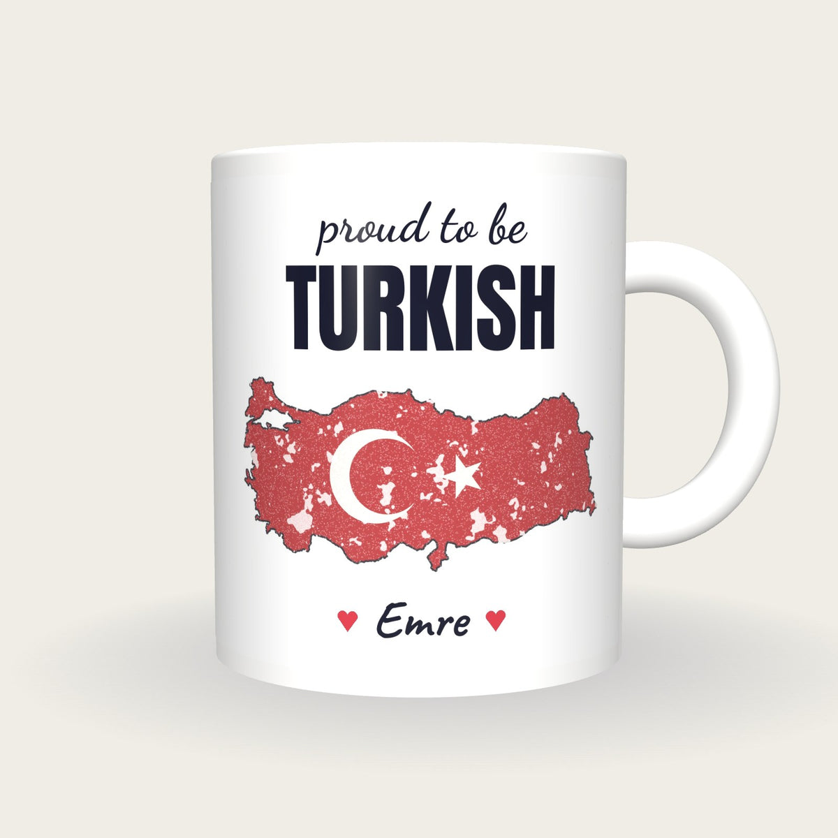Personalised Turkey Map Mug, Proud To Be Turkish, front