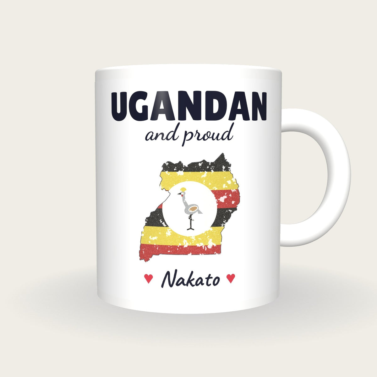 Personalised Uganda Map Mug, Ugandan And Proud, front