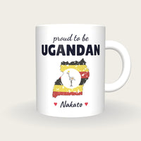 Personalised Uganda Map Mug, Proud To Be Ugandan, front