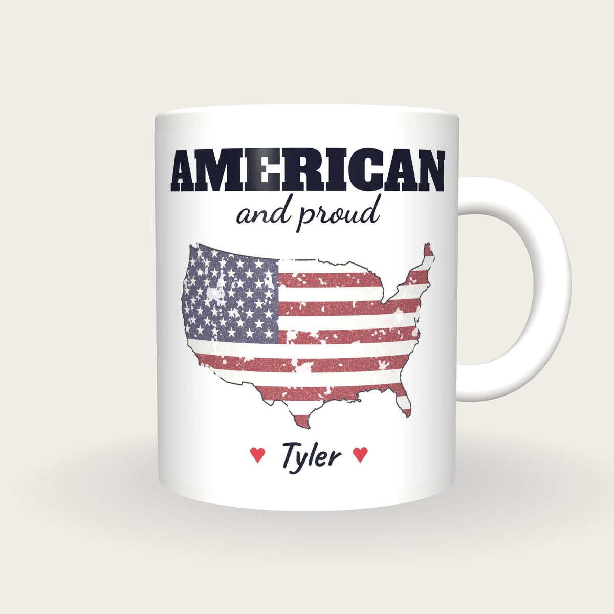 Personalised United States Map Mug, American And Proud, front