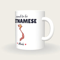 Personalised Vietnam Map Mug, Proud To Be Vietnamese, three-quarter view
