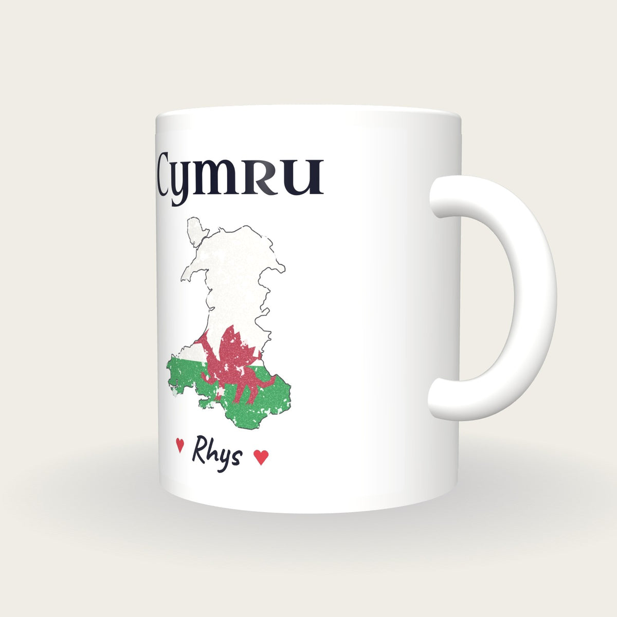 Personalised Wales Map Mug, Cymru, three-quarter view