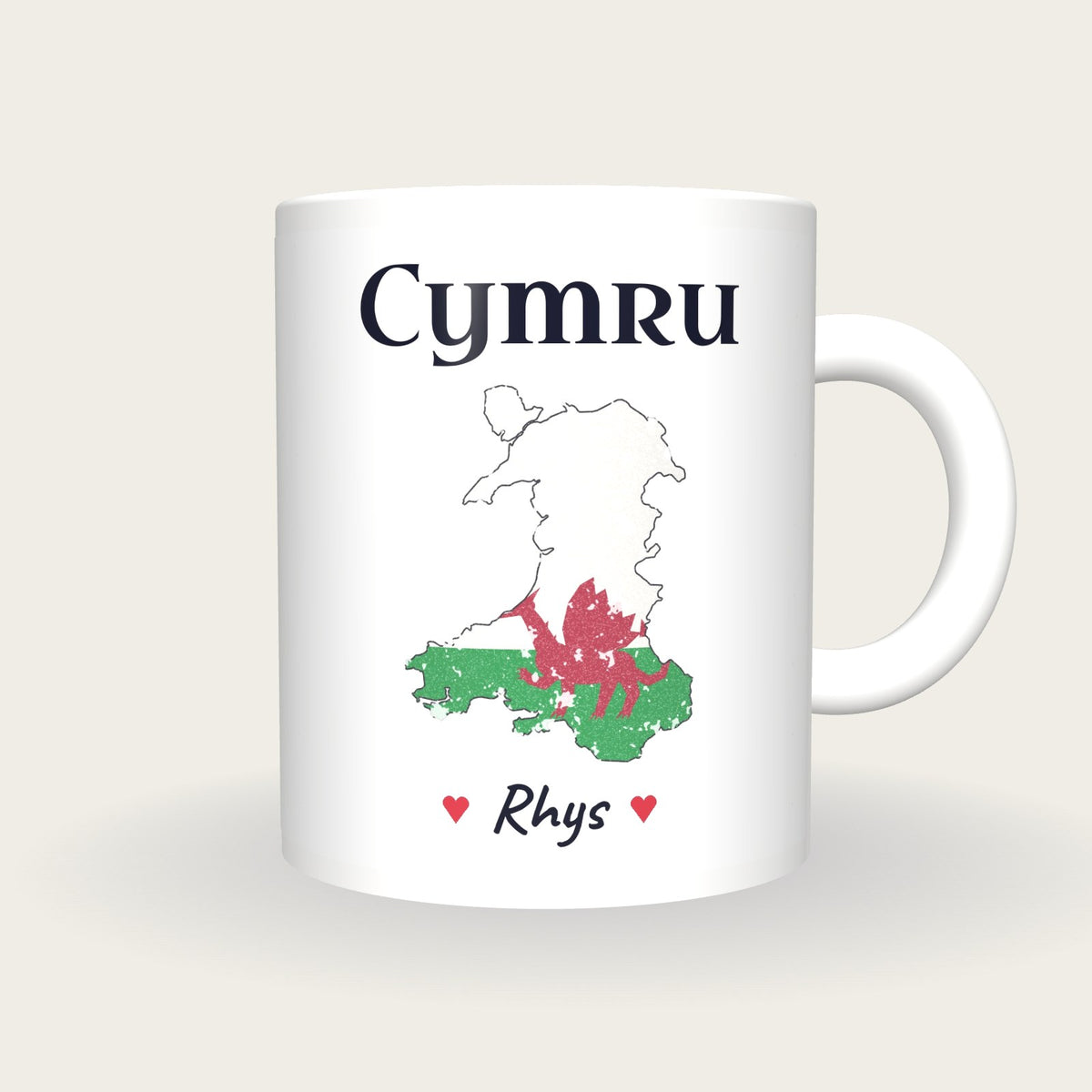 Personalised Wales Map Mug, Cymru, front