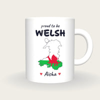 Personalised Wales Map Mug, Proud To Be Welsh, front