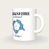 Personalised Yorkshire Map Mug, Yorkshire And Proud, three-quarter view