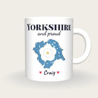 Personalised Yorkshire Map Mug, Yorkshire And Proud, front