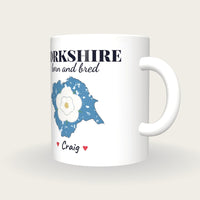 Personalised Yorkshire Map Mug, Yorkshire Born And Bred, three-quarter view