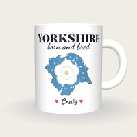 Personalised Yorkshire Map Mug, Yorkshire Born And Bred, front