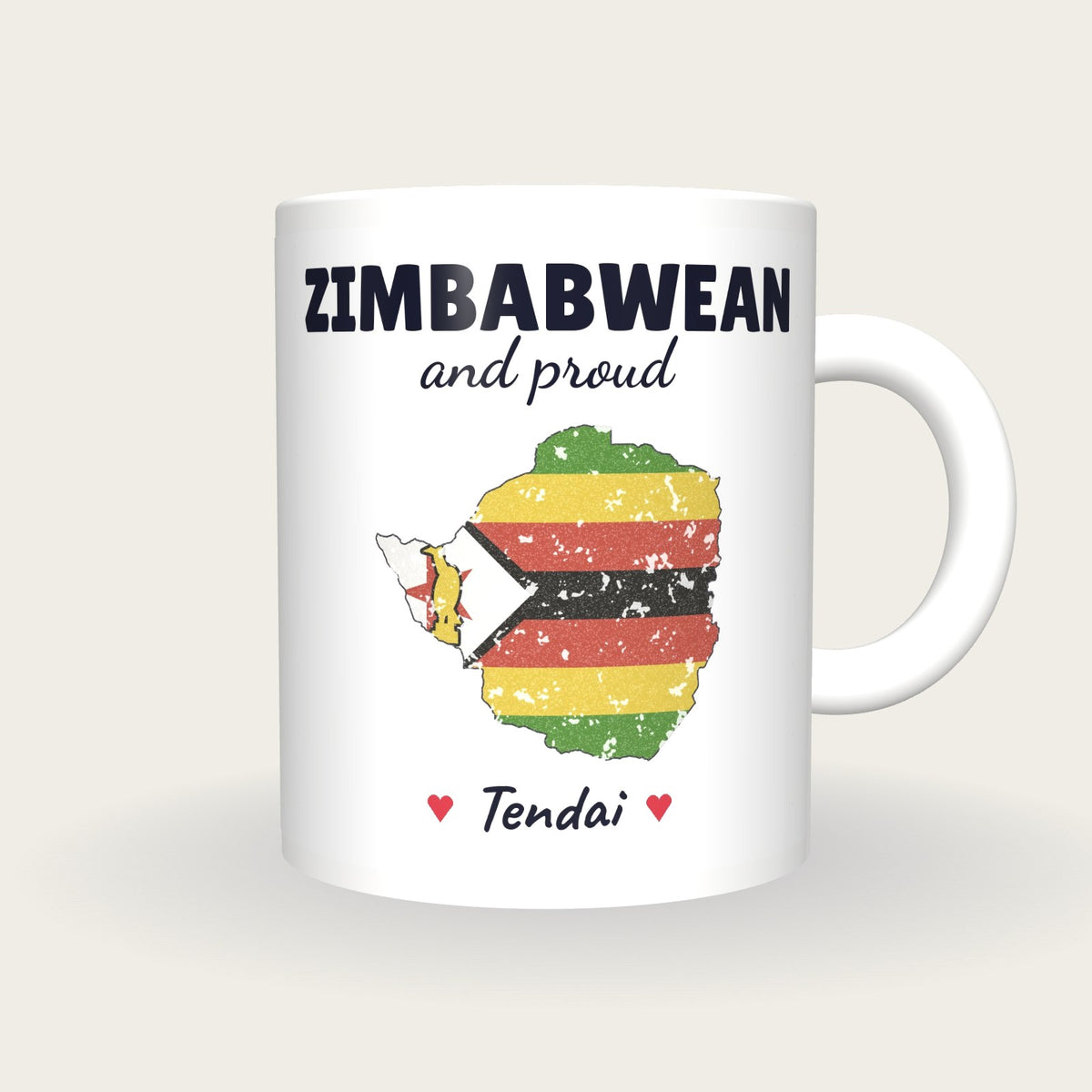 Personalised Zimbabwe Map Mug, Zimbabwean And Proud, front