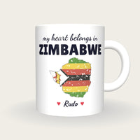 Personalised Zimbabwe Map Mug, My Heart Belongs In Zimbabwe, front