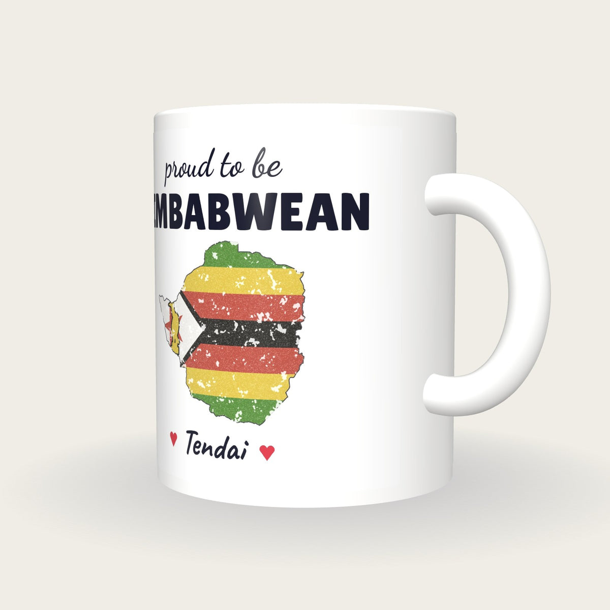 Personalised Zimbabwe Map Mug, Proud To Be Zimbabwean, three-quarter view