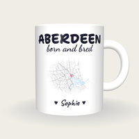 Personalised Aberdeen Map Mug, Aberdeen Born And Bred, front