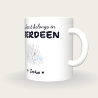 Personalised Aberdeen Map Mug, My Heart Belongs In Aberdeen, three-quarter view