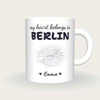 Personalised Berlin Map Mug, My Heart Belongs In Berlin, front