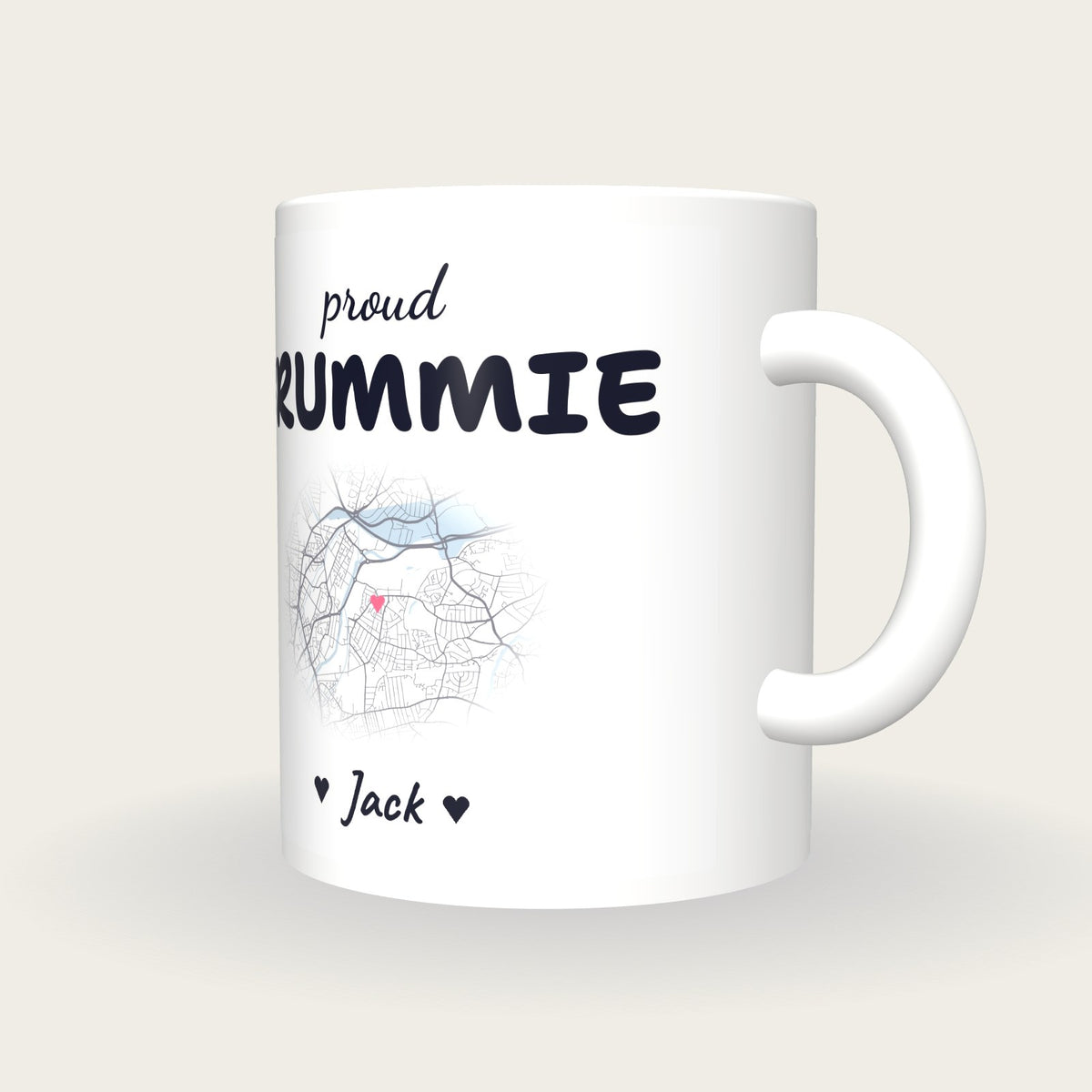 Personalised Birmingham Map Mug, Proud Brummie, three-quarter view
