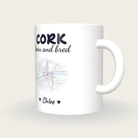 Personalised Cork Map Mug, Cork Born And Bred, three-quarter view