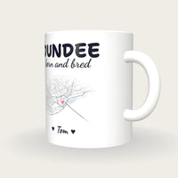 Personalised Dundee Map Mug, Dundee Born And Bred, three-quarter view