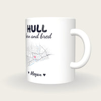Personalised Hull Map Mug, Hull Born And Bred, three-quarter view