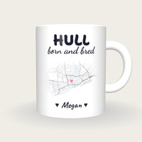 Personalised Hull Map Mug, Hull Born And Bred, front