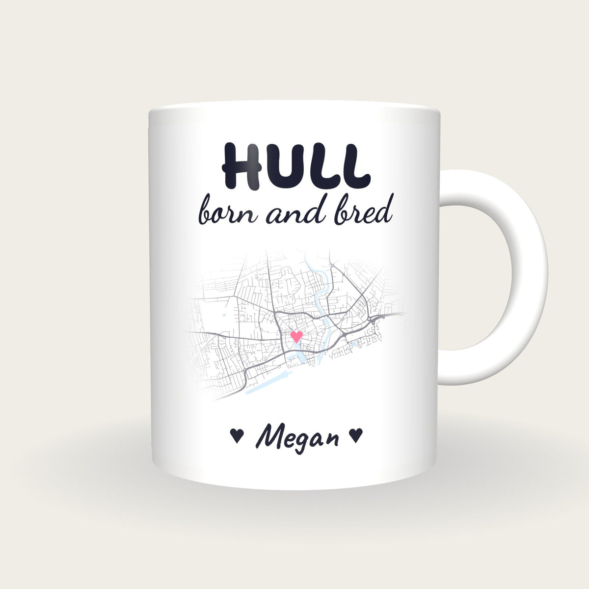 Personalised Hull Map Mug, Hull Born And Bred, front