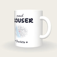 Personalised Liverpool Map Mug, Proud Scouser, three-quarter view
