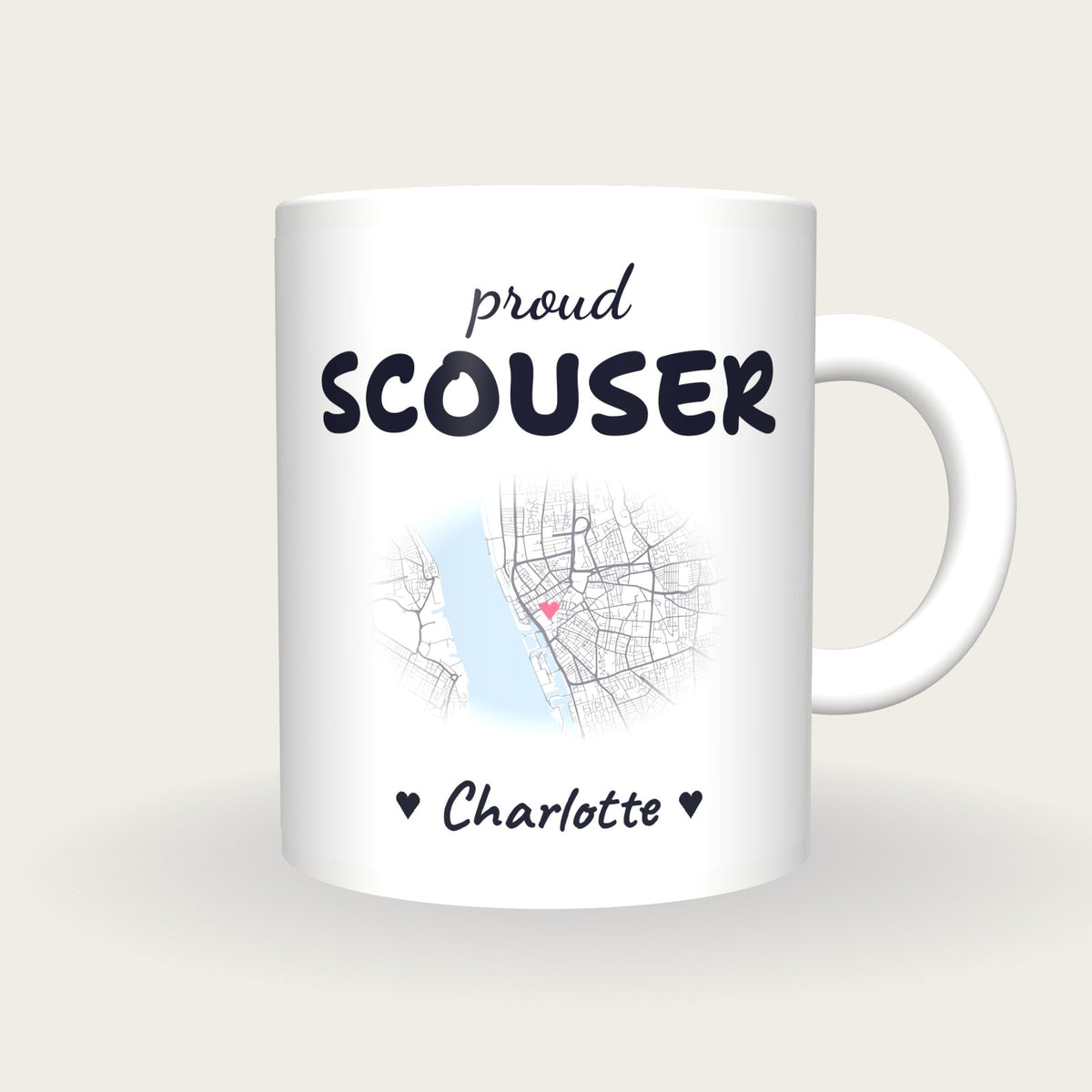 Personalised Liverpool Map Mug, Proud Scouser, front